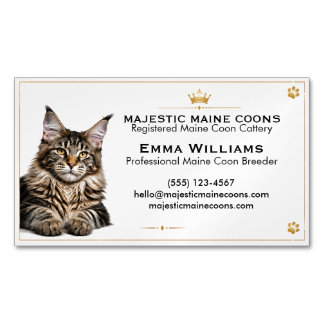 Personalised Maine Coon Cattery Magnetic Business Card