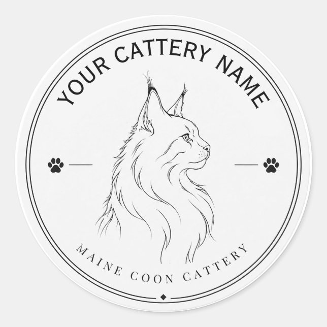 Personalised Maine Coon Cattery Sticker  (Front)