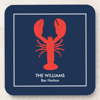 Personalised Maine Red Lobster Preppy - set of 6 Coaster