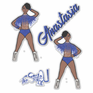 Personalised Majorette / Dancer Blue Fringe Sticke