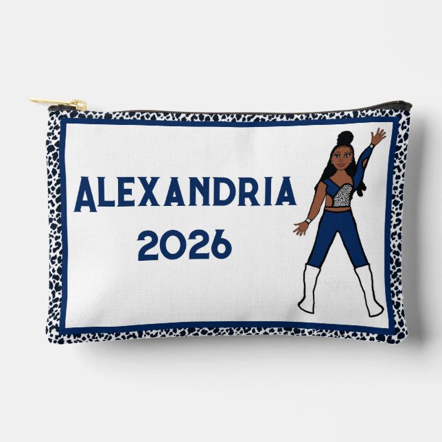 Personalised Majorette Dancer Blue Leopard Accessory Pouch (Front)