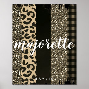 Personalised Majorette Faux Cheetah and Glitter Poster