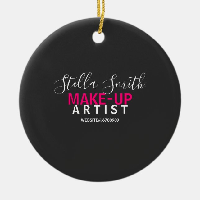 Personalised Makeup Artist corporate gift Ceramic Tree Decoration (Front)