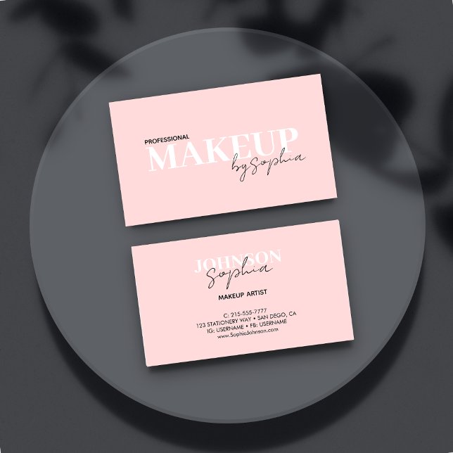 personalised Makeup Artist Pink Blush Beauty Salon Business Card (Creator Uploaded)