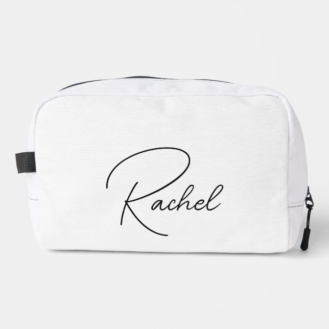 Personalised Makeup Bag, Bride Large Cosmetic Bag, Dopp Kit (Front)
