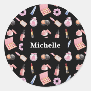 Personalised Makeup Cosmetics Pattern Cosmetology Classic Round Sticker