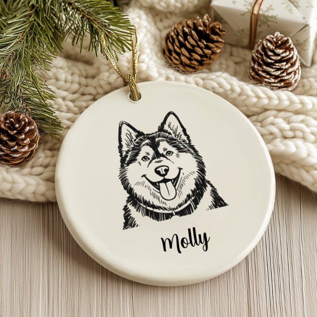 Personalised Malamute Dog Christmas Ceramic Tree Decoration (Creator Uploaded)