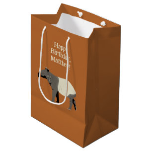 Personalised Malayan or Asian Tapir Birthday Medium Gift Bag