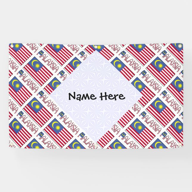 Personalised Malaysia Flag Tiled Banner (Horizontal)