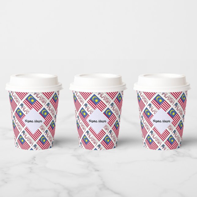 Personalised Malaysia Flag Tiled Paper Cups (Multi)