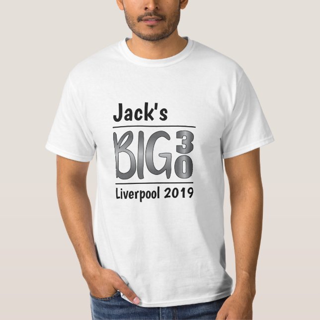 Personalised Male 30th Birthday T-Shirt (Front)