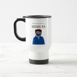 Personalised Male Nurse illustration Thank you Travel Mug