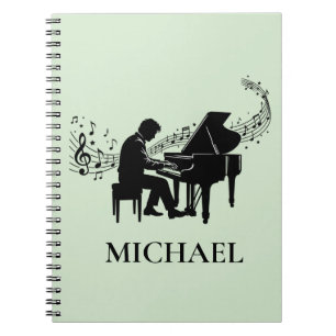 Personalised Male Piano Player - Pianist Music Notebook