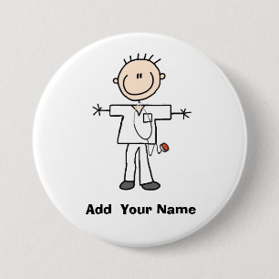 Personalised Male Stick Figure Nurse  Button