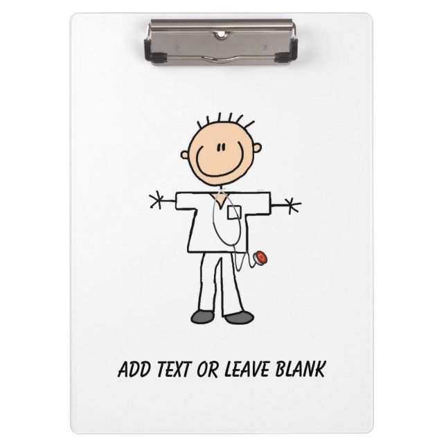 Personalised Male Stick Figure Nurse Clipboard (Front)