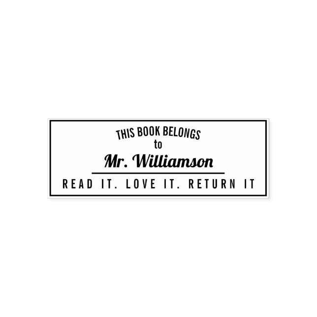 Personalised Male Teacher Library Rubber Stamp (Design)