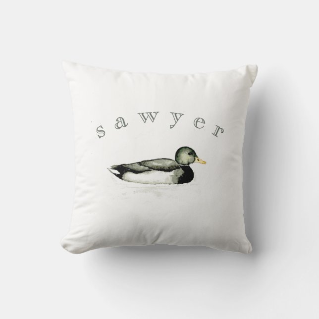 Personalised Mallard Duck Throw Pillow (Front)