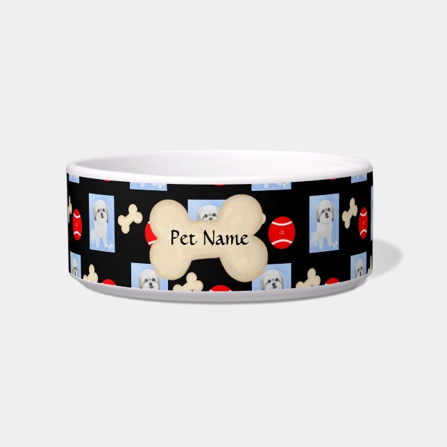 Personalised Malshi Black Pet Bowl (Front)