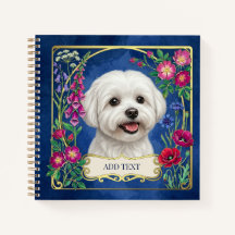 Personalised Maltese Dog Blue Notebook