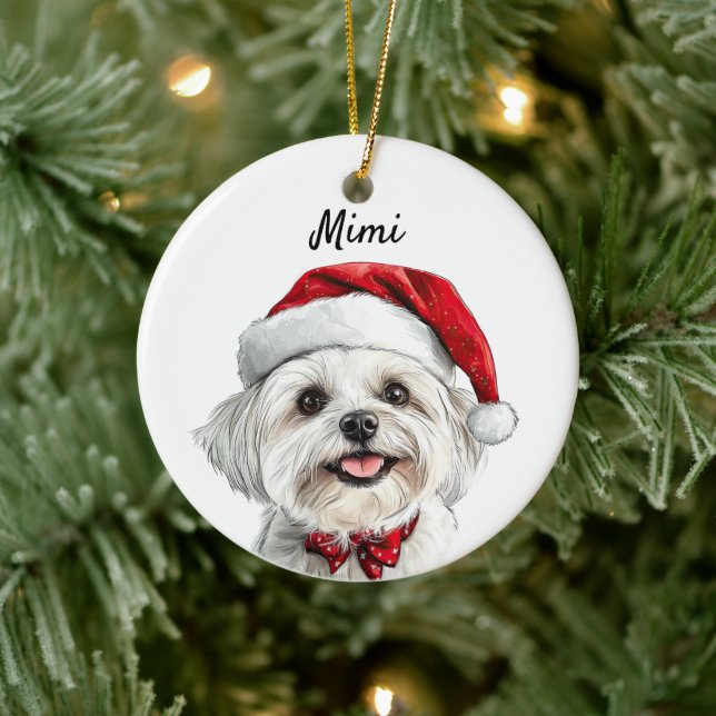 Personalised Maltese Dog Ceramic Tree Decoration (Tree)