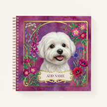 Personalised Maltese Dog Pink Notebook