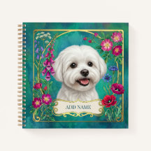 Personalised Maltese Dog Teal Notebook