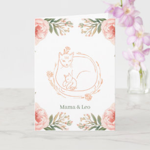Personalised Mama Cat & Kitten Floral Mother's Day Card