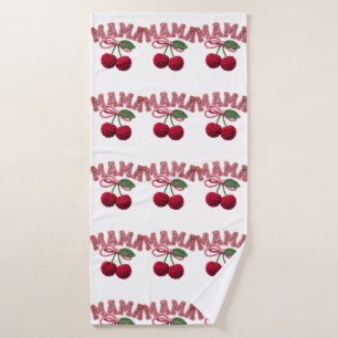 Personalised “Mama” Cherry Print – Funny Kitchen T Bath Towel Set