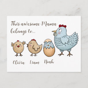 Personalised Mama Chicken Chicks – Custom Names Holiday Postcard