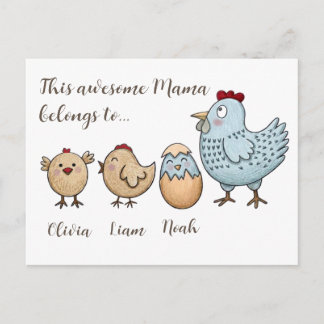 Personalised Mama Chicken Chicks – Custom Names  Holiday Postcard