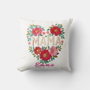 Personalised Mama Heart Floral Custom Gift Cushion