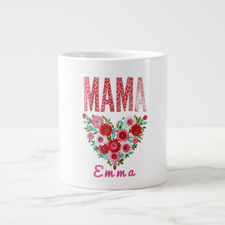 Personalised Mama Heart Floral Custom Gift Large Coffee Mug