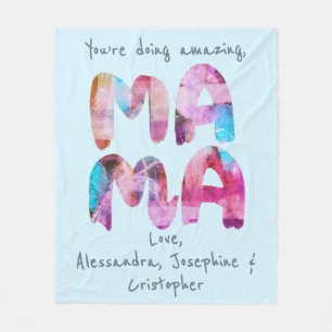 Personalised Mama Kids Names Motivational Cute  Fleece Blanket