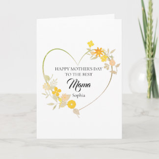 Personalised Mama Name Mother’s Day Floral Heart Card