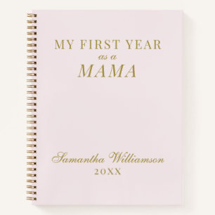 Personalised Mama Pastel Pink Gold Calligraphy  Notebook