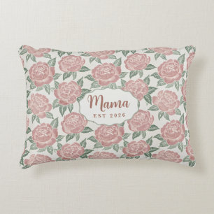 Personalised Mama Peony Throw Pillow Custom Name