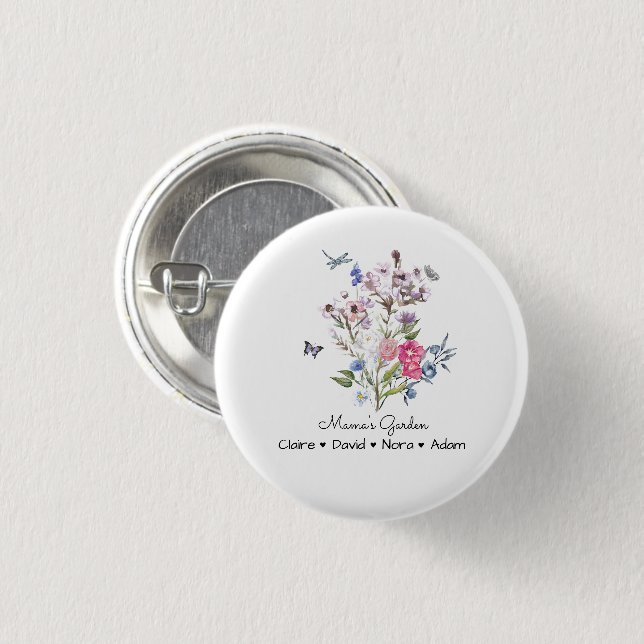 Personalised Mama's Garden 3 Cm Round Badge (Front & Back)