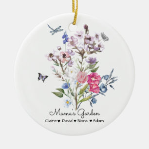 Personalised Mama's Garden Ceramic Tree Decoration