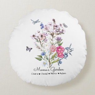 Personalised Mama's Garden Round Cushion