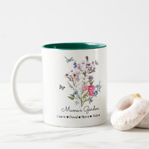 Personalised Mama's Garden Two-Tone Coffee Mug