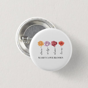 Personalised Mama's Love Blooms 3 Cm Round Badge