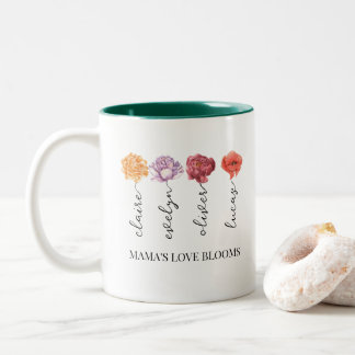 Personalised Mama's Love Blooms Birth Month Flower Two-Tone Coffee Mug