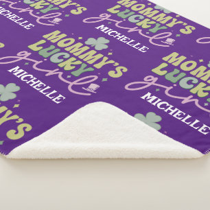 Personalised Mama's Lucky Girl Sherpa Blanket