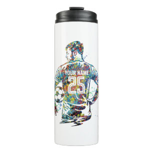 Personalised Man/Boy Soccer Player Thermal Tumbler