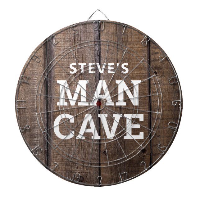 Personalised Man Cave Rustic Wood Country Dartboard (Front)