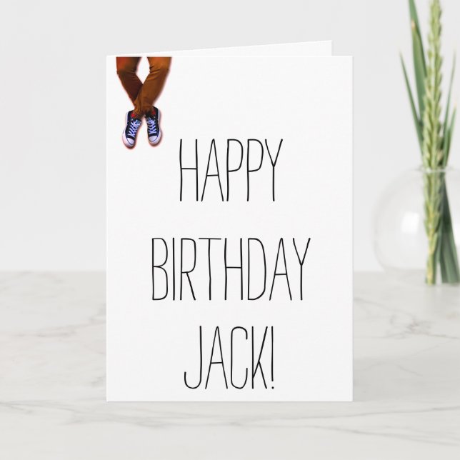 Personalised, Man Legs on Edge of Card (Front)