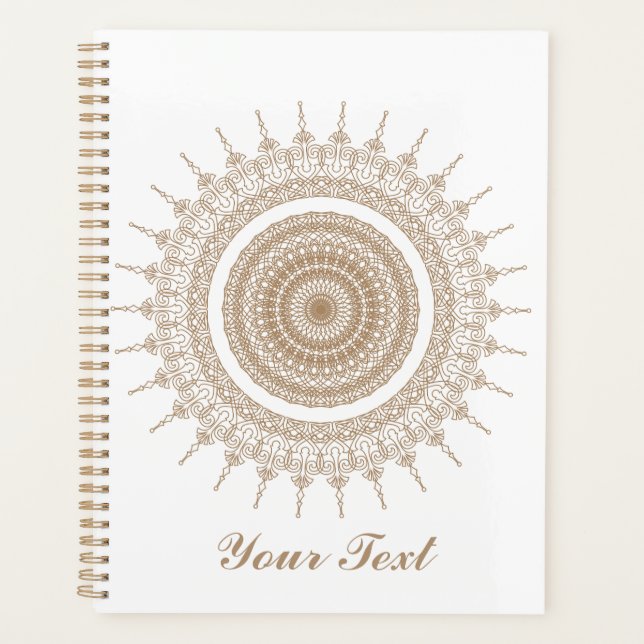 Personalised Mandala Bohemian White Boho Planner (Front)