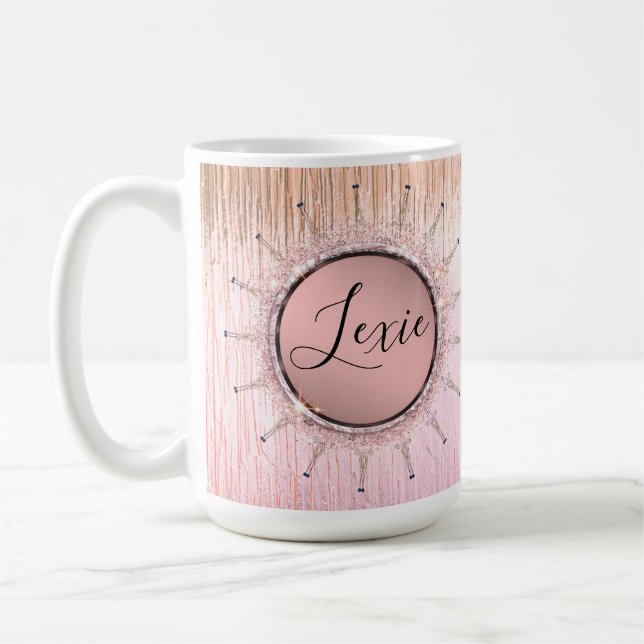 Personalised Mandala on Pink Frosted Glass   Coffee Mug (Left)