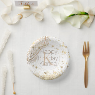 Personalised Mandala with Gold Stars Monogram   Paper Plate