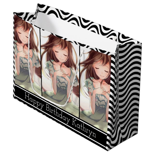 Personalised Manga Art "Jenny" Large Gift Bag (Front Angled)